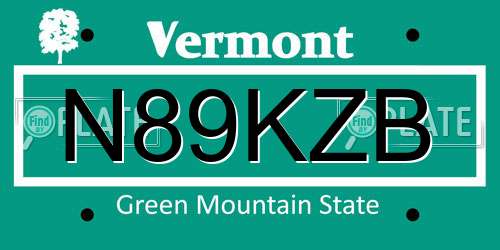N89KZB Vermont License Plate
