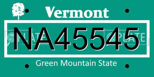 NA45545 Vermont License Plate