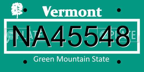 NA45548 Vermont License Plate