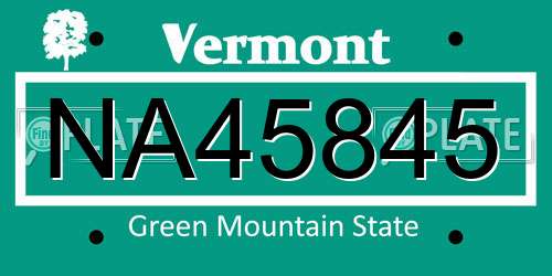 NA45845 Vermont License Plate