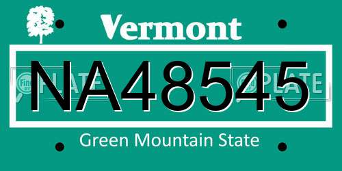 NA48545 Vermont License Plate