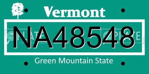NA48548 Vermont License Plate