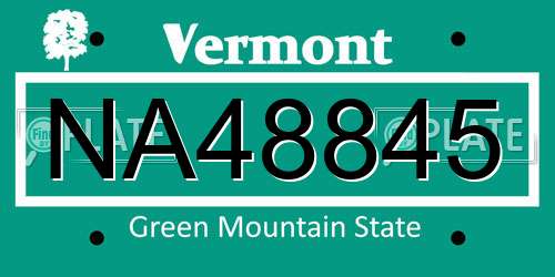 NA48845 Vermont License Plate