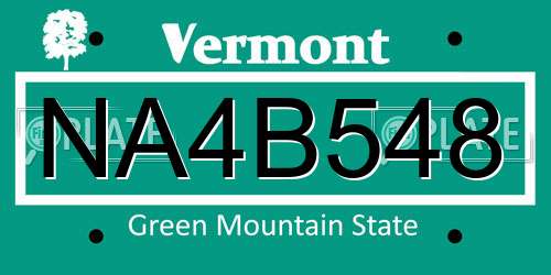 NA4B548 Vermont License Plate