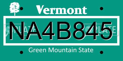 NA4B845 Vermont License Plate