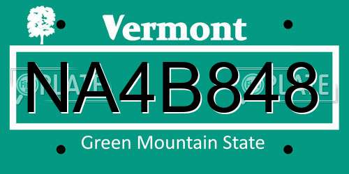 NA4B848 Vermont License Plate