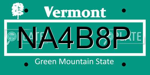 NA4B8P Vermont License Plate
