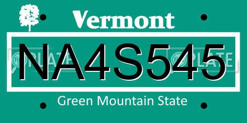 NA4S545 Vermont License Plate