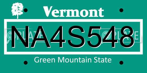NA4S548 Vermont License Plate