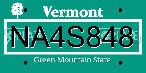 NA4S848 Vermont License Plate