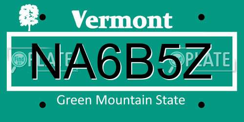 NA6B5Z Vermont License Plate