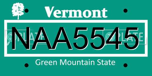 NAA5545 Vermont License Plate