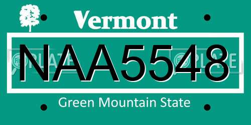 NAA5548 Vermont License Plate
