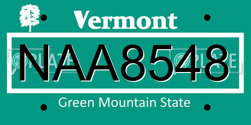 NAA8548 Vermont License Plate