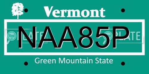 NAA85P Vermont License Plate