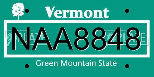 NAA8848 Vermont License Plate