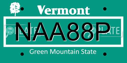 NAA88P Vermont License Plate