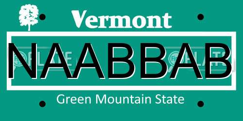 NAABBAB Vermont License Plate