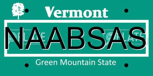 NAABSAS Vermont License Plate