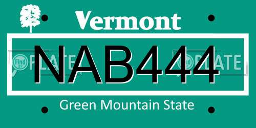 NAB444 Vermont License Plate