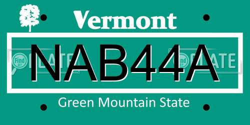 NAB44A Vermont License Plate