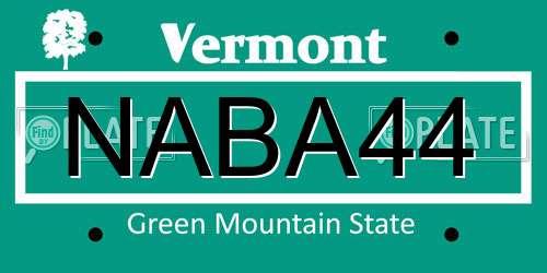 NABA44 Vermont License Plate