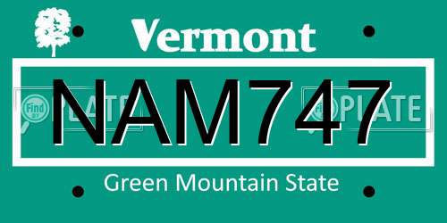 NAM747 Vermont License Plate