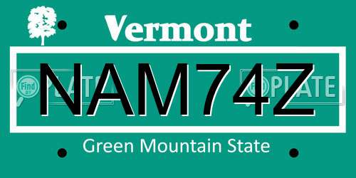 NAM74Z Vermont License Plate