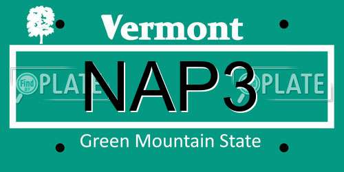 NAP3 Vermont License Plate