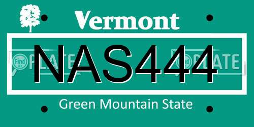 NAS444 Vermont License Plate