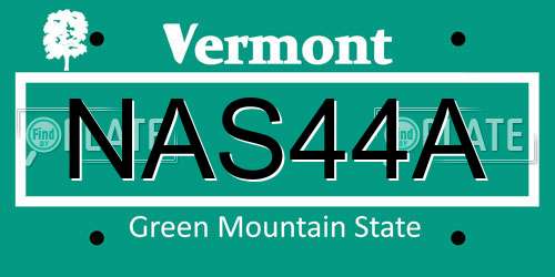 NAS44A Vermont License Plate