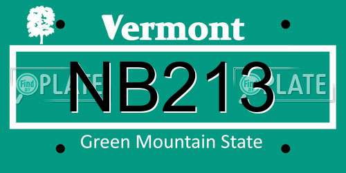 NB213 Vermont License Plate