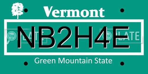 NB2H4E Vermont License Plate