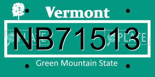 NB71513 Vermont License Plate