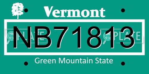 NB71813 Vermont License Plate