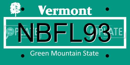 NBFL93 Vermont License Plate