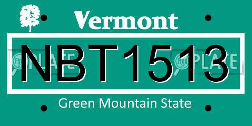 NBT1513 Vermont License Plate