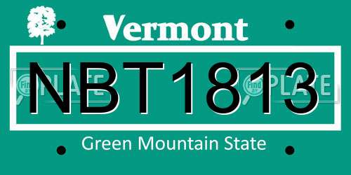 NBT1813 Vermont License Plate