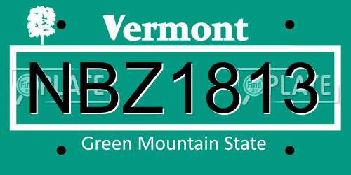 NBZ1813 Vermont License Plate