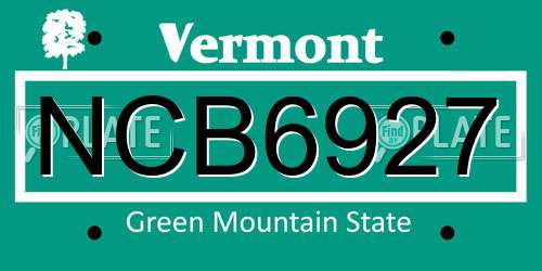 NCB6927 Vermont License Plate