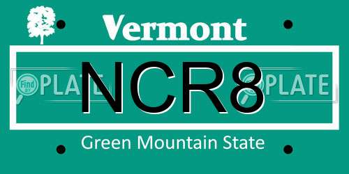 NCR8 Vermont License Plate