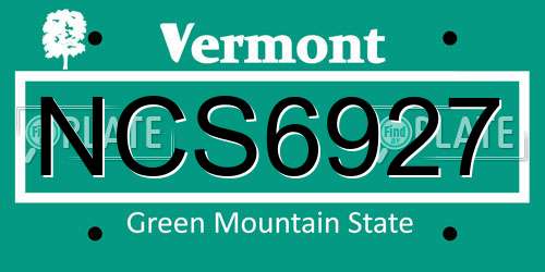 NCS6927 Vermont License Plate