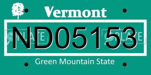 ND05153 Vermont License Plate