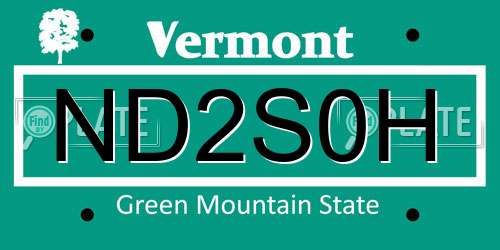 ND2S0H Vermont License Plate