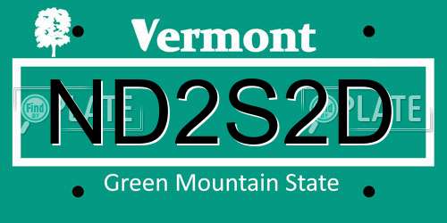 ND2S2D Vermont License Plate