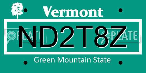 ND2T8Z Vermont License Plate