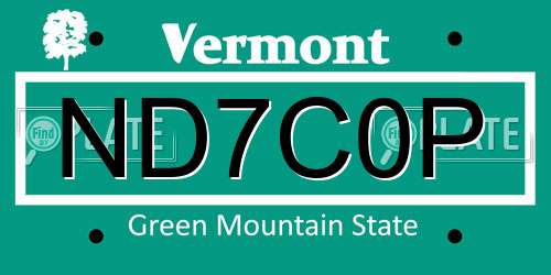 ND7C0P Vermont License Plate