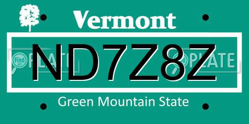 ND7Z8Z Vermont License Plate