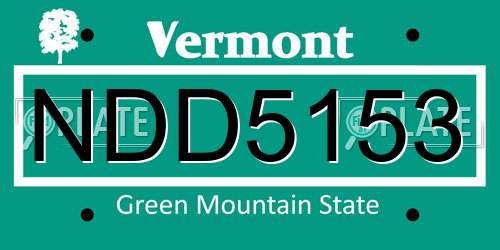NDD5153 Vermont License Plate