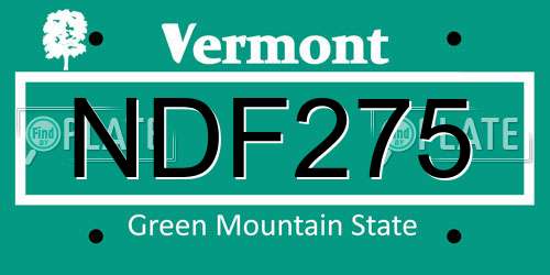 NDF275 Vermont License Plate